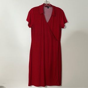 Brooks Brothers Faux Wrap Red Geometric Print Dress
